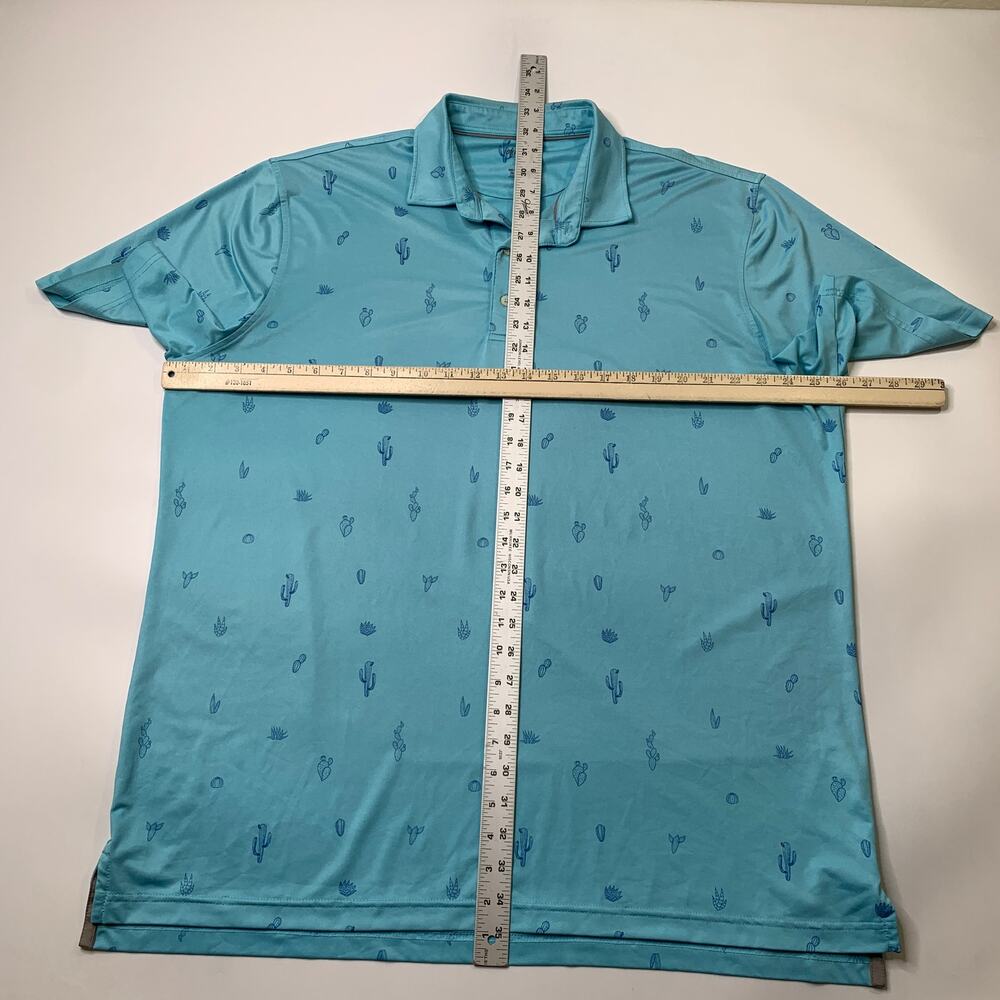 Johnnie-O Polo Shirt Mens XL Ibiza Kit Cactus Motif Quick Dry Performance Golf - Picture 4 of 10